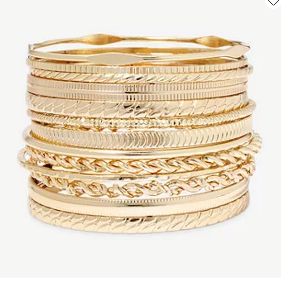 Gold-Tone Textured Bangle Set - Picture 4 of 5